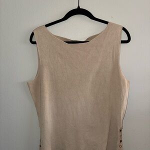 Beige Sleeveless Women's Tank w/ Button Embellishment | (Size XL)